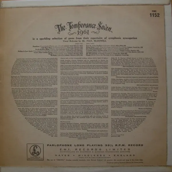The Temperance Seven - 1961 Vinyl LP (LP Record, Mono) - NM/NM - Classical33.co.uk