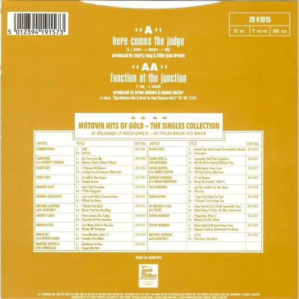 Shorty Long - Here Comes The Judge / Function At The Junction 7 Inch Vinyl Single (7 Inch Record) - NM/VG+ - Classical33.co.uk