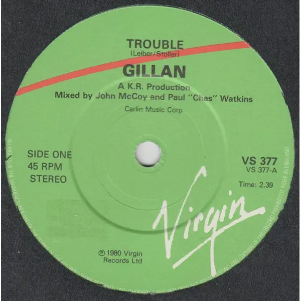 Gillan - Trouble 7 Inch Vinyl Single (7 Inch Record) - NM/VG+ - Classical33.co.uk