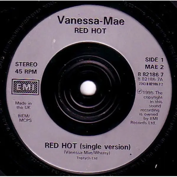 Vanessa-Mae - Red Hot 7 Inch Vinyl Single (7 Inch Record) - NM/NM - Classical33.co.uk