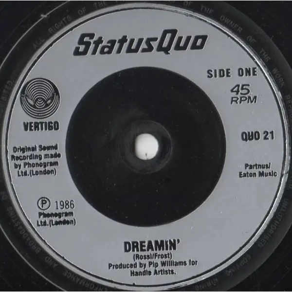 Status Quo - Dreamin' 7 Inch Vinyl Single (7 Inch Record) - NM/VG+ - Classical33.co.uk