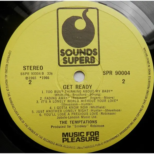 The Temptations - Get Ready Vinyl LP Album (LP Record) - VG+/VG - Classical33.co.uk
