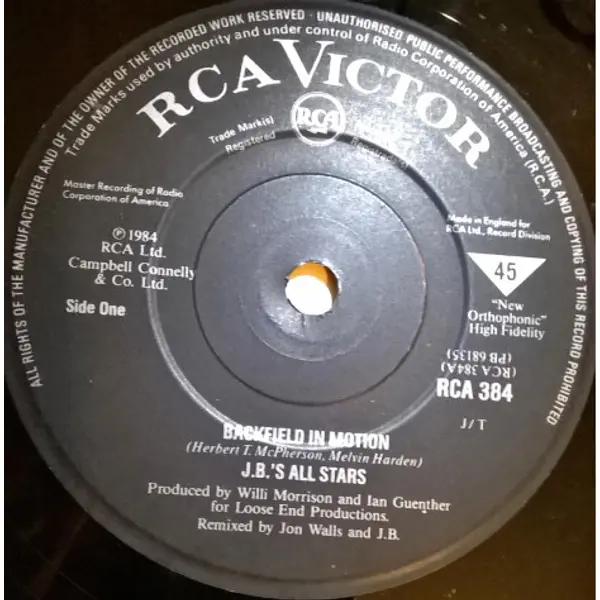 JB's Allstars - Backfield In Motion 7 Inch Vinyl Single (7 Inch Record) - NM/NM - Classical33.co.uk