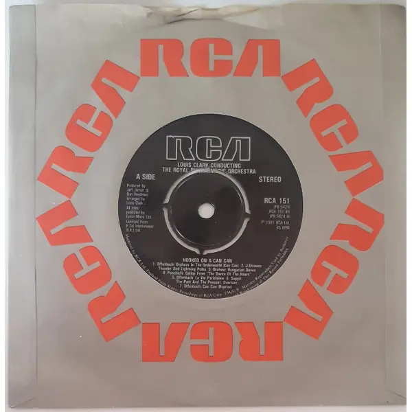 Louis Clark Conducting The Royal Philharmonic Orchestra - Hooked On A Can Can 7 Inch Vinyl Single (7 Inch Record) (Jukebox Record) - NM/Generic - Classical33.co.uk