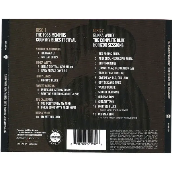 The 1968 Memphis Country Blues Festival With Bukka White: The Compilationlete Blue Horizon Sessions (2xCD, Compilation) - NM/NM - Classical33.co.uk