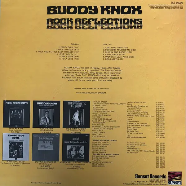 Buddy Knox Rock Reflections Vintage Vinyl Record For Sale
