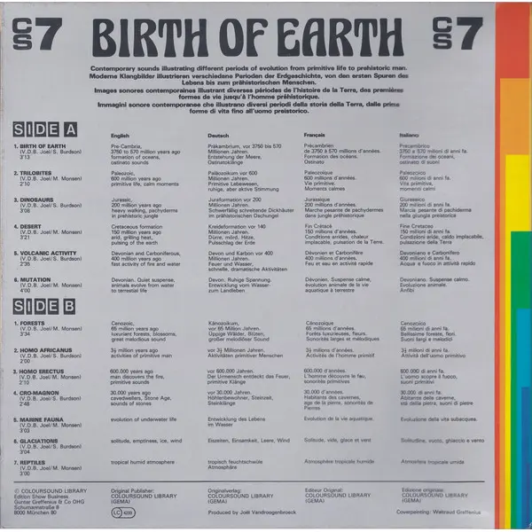 Joël Vandroogenbroeck - Birth Of Earth Vinyl LP (LP Record) - NM/VG - Classical33.co.uk