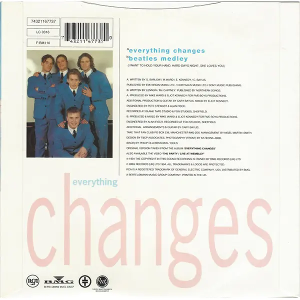 Take That - Everything Changes 7 Inch Vinyl Single (7 Inch Record) - NM/VG+ - Classical33.co.uk