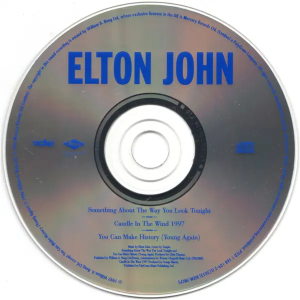 Elton John - Something About The Way You Look Tonight / Candle In The Wind 1997 (CD, Single) - VG+/NM - Classical33.co.uk