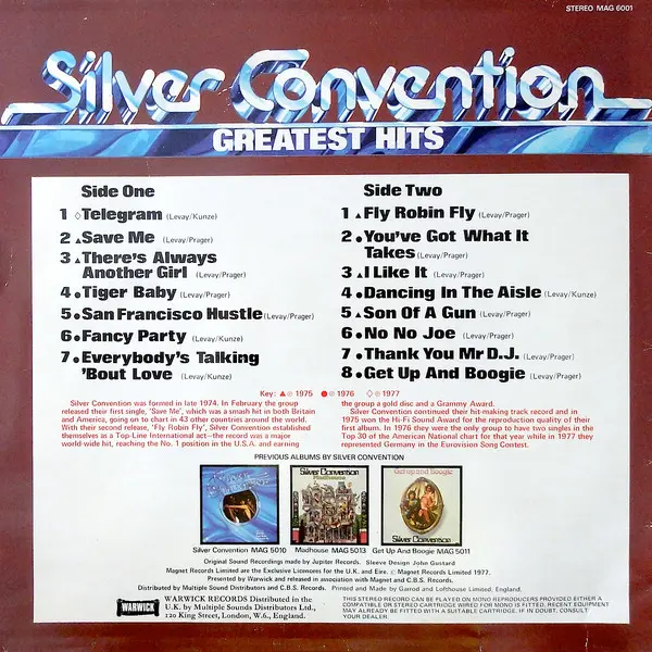 Silver Convention - Greatest Hits Vinyl LP Album (LP Record) - VG/VG+ - Classical33.co.uk