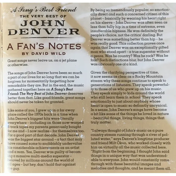 John Denver - A Song's Best Friend - The Very Best Of John Denver (CD, Compilation) - NM/NM - Classical33.co.uk