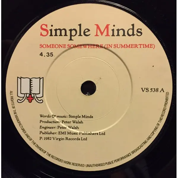 Simple Minds - Someone Somewhere (In Summertime) 7 Inch Vinyl Single (7 Inch Record) - VG+/VG+ - Classical33.co.uk