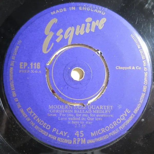 The Modern Jazz Quartet - Modern Jazz Quartet 7 Inch Vinyl Single (7 Inch Record, EP) (Jukebox Record) - VG+/VG+ - Classical33.co.uk