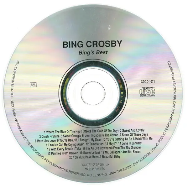 Bing Crosby - Bing's Best (CD, Compilation) - NM/VG+ - Classical33.co.uk