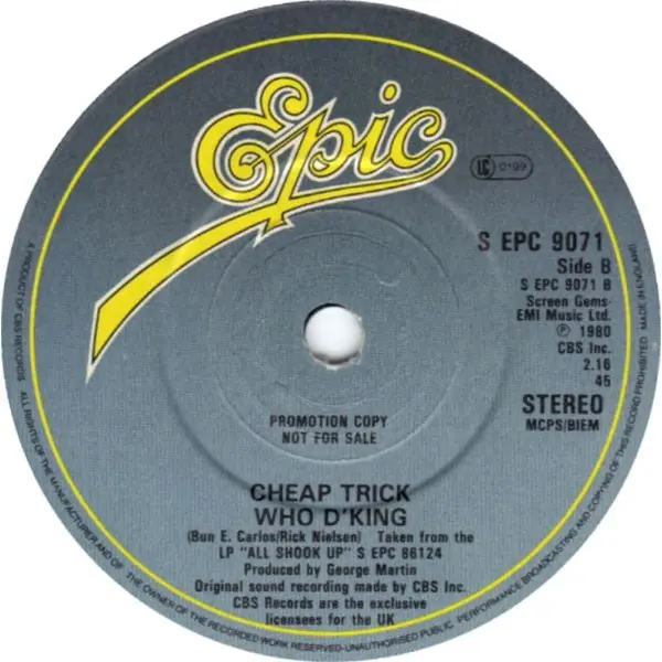 Cheap Trick - Stop This Game 7 Inch Vinyl Single (7 Inch Record, Promo) - NM/VG+ - Classical33.co.uk