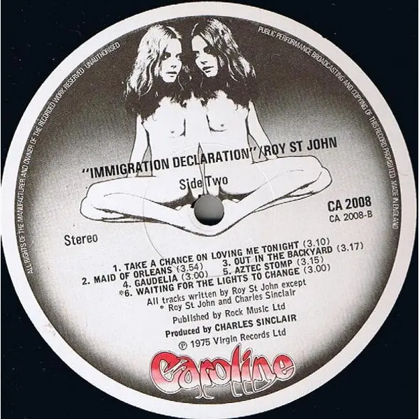 Roy St. John - Immigration Declaration Vinyl LP (LP Record, Album) - NM/VG+ - Classical33.co.uk