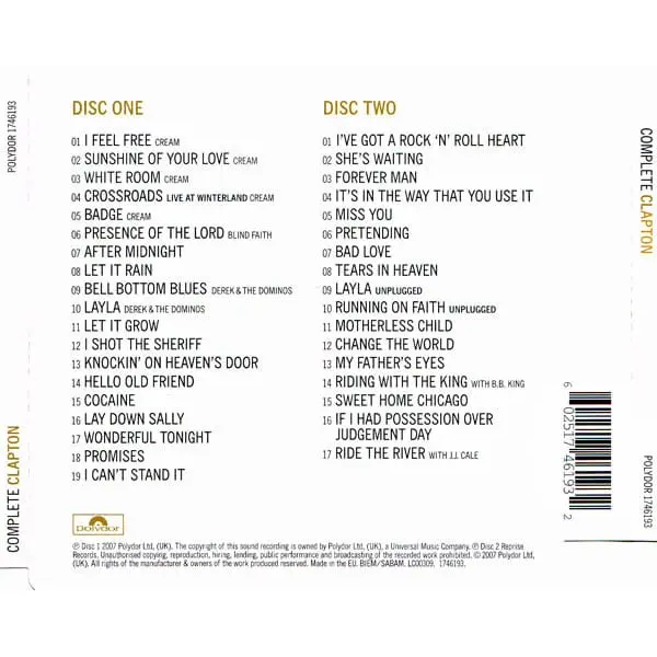 Eric Clapton - Compilationlete Clapton (2xCD, Compilation) - NM/NM - Classical33.co.uk