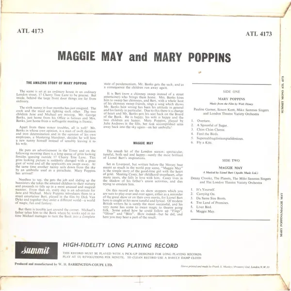 Mary Poppins Maggie May Vinyl LP (LP Record) - VG+/VG+ - Classical33.co.uk