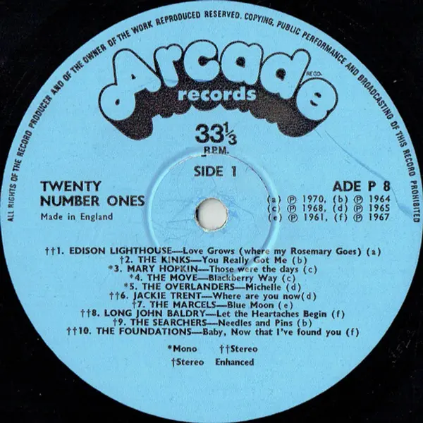 20 Number 1's Vinyl LP Compilation (LP Record) Mono - VG+/VG+ - Classical33.co.uk