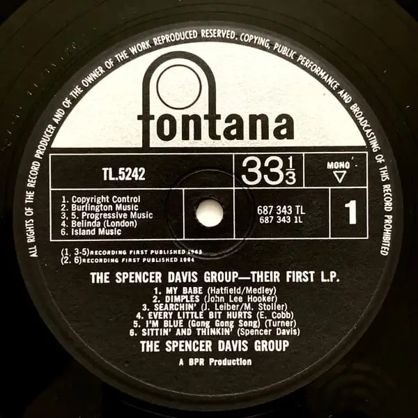 The Spencer Davis Group - Their First LP Vinyl LP (LP Record, Album, Mono) - VG+/VG+ - Classical33.co.uk