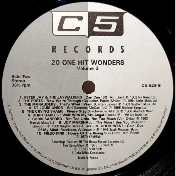 20 One Hit Wonders Volume Two Vinyl LP (LP Record, Compilation) - NM/VG+ - Classical33.co.uk