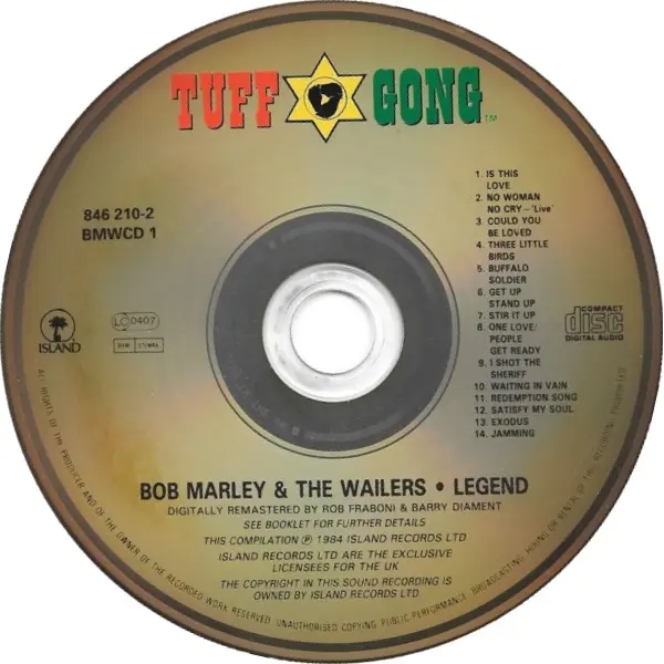 Bob Marley And The Wailers - Legend (The Best Of Bob Marley And The Wailers) (CD, Compilation) - VG+/VG+ - Classical33.co.uk