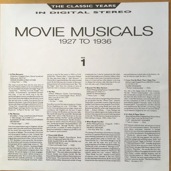 Movie Musicals 1927 To 1936 Vinyl LP (LP Record) - NM/VG+ - Classical33.co.uk