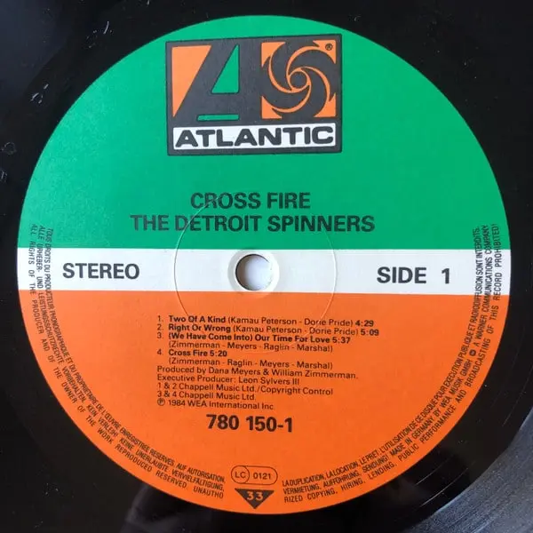 Spinners - Cross Fire Vinyl LP (LP Record, Album) - NM/VG+ - Classical33.co.uk