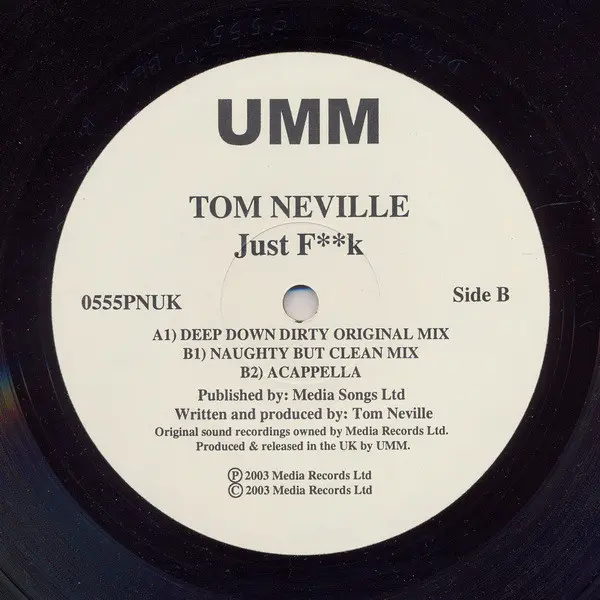 Tom Neville - Just Fk 12 Inch Vinyl Single (12 Inch Record) - NM/VG+ - Classical33.co.uk