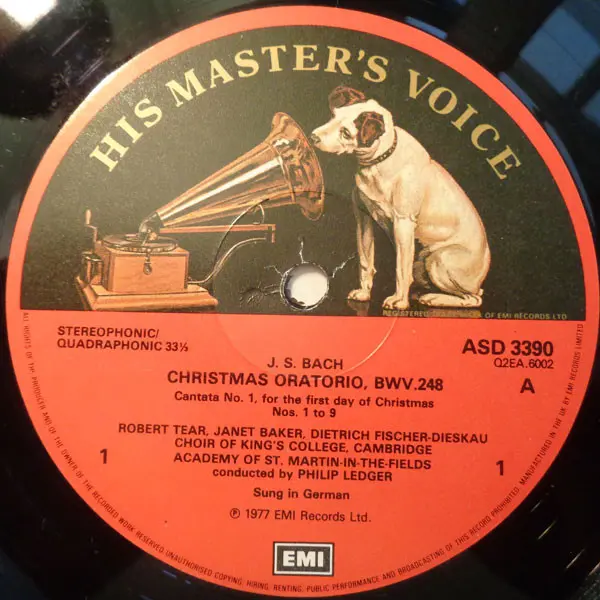Johann Sebastian Bach - Elly Ameling • Janet Baker • Robert Tear • Dietrich Fischer-Dieskau • The King's College Choir Of Cambridge • The Academy Of St. Martin-in-the-Fields • Philip Ledger - Christmas Oratorio Vinyl LP (3xLP Record, Quadraphonic, Box) - NM/VG+ - Classical33.co.uk