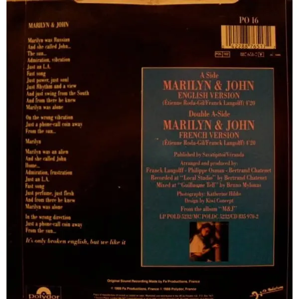 Vanessa Paradis - Marilyn and John 7 Inch Vinyl Single (7 Inch Record) - NM/NM - Classical33.co.uk
