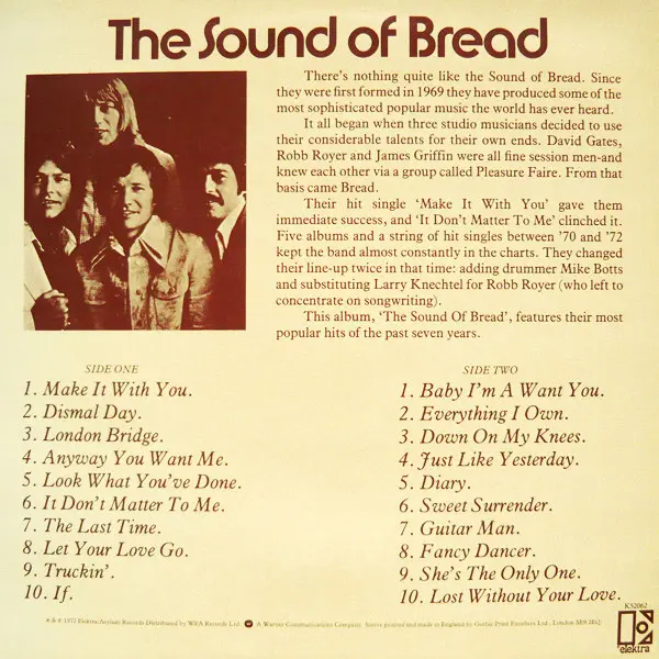 Bread - The Sound Of Bread - Their 20 Finest Songs (LP, Album, Comp, non) - VG+/VG - Classical33.co.uk