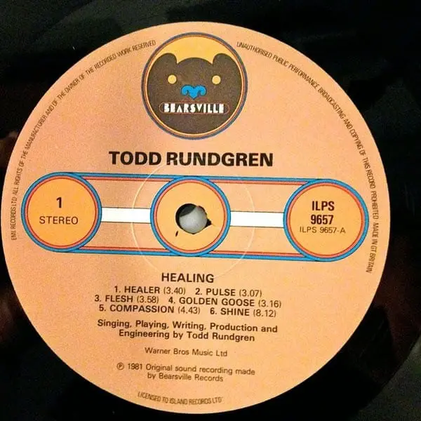 Todd Rundgren - Healing Vinyl LP (LP Record, Album) - VG+/VG - Classical33.co.uk