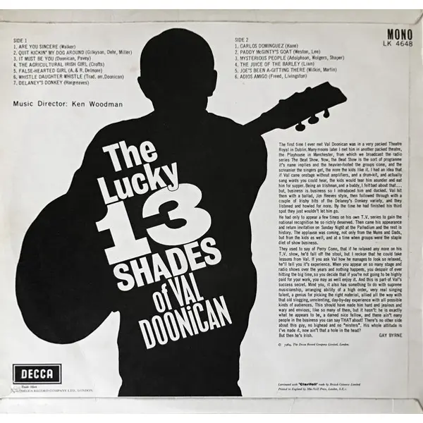 Val Doonican - The Lucky 13 Shades Of Val Doonican Vinyl LP Album (LP Record) Mono - VG/G - Classical33.co.uk