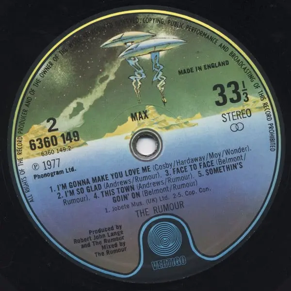 The Rumour - Max Vinyl LP (LP Record, Album) - VG+/VG - Classical33.co.uk
