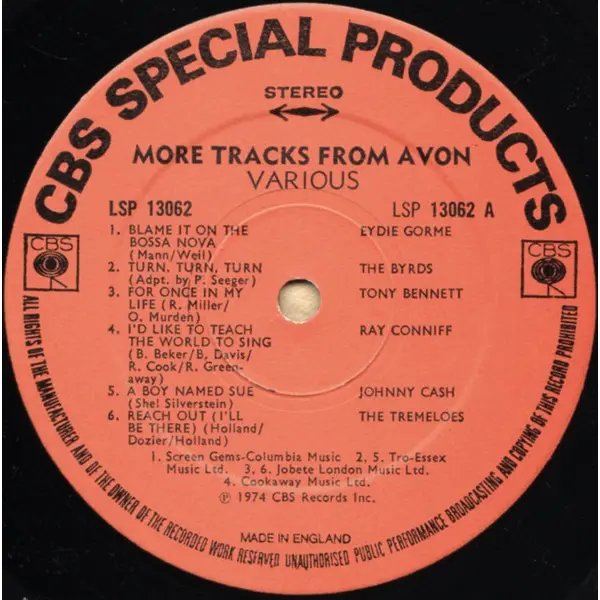 More Tracks From Avon Vinyl LP (LP Record, Compilation) - M/NM - Classical33.co.uk
