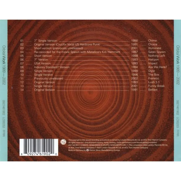 Orbital - Work 1989-2002 (CD, Compilation) - NM/VG+ - Classical33.co.uk