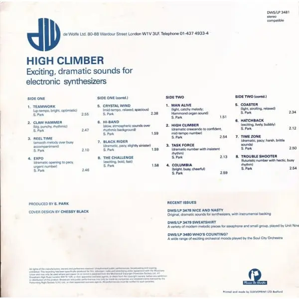 Simon Park - High Climber Vinyl LP (LP Record) - M/VG - Classical33.co.uk