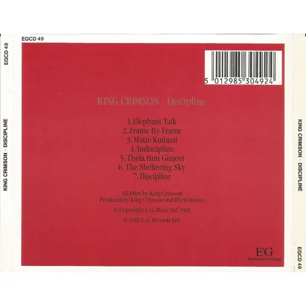 King Crimson - Discipline (CD, Album) - VG+/VG+ - Classical33.co.uk