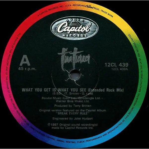 Tina Turner - What You Get Is What You See 12 Inch Vinyl Single (12 Inch Record) - NM/NM - Classical33.co.uk
