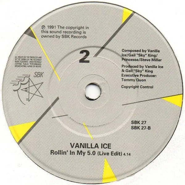 Vanilla Ice - Rollin' In My 5.0 7 Inch Vinyl Single (7 Inch Record) (45 Record) - NM/VG+ - Classical33.co.uk