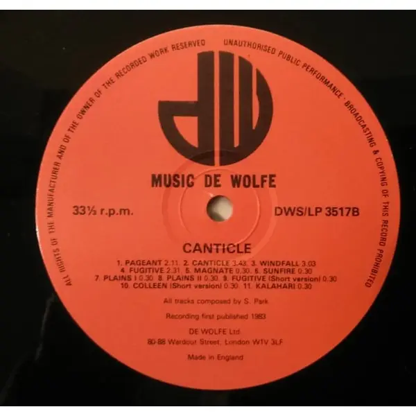Simon Park - Canticle Vinyl LP (LP Record) - M/VG - Classical33.co.uk