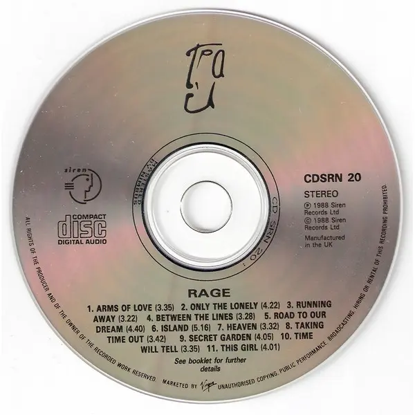 T'Pau - Rage (CD, Album) - NM/NM - Classical33.co.uk