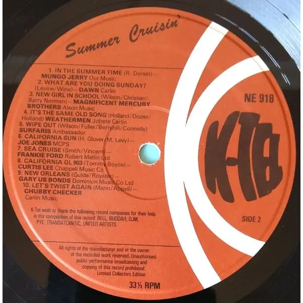 K-Tel's Summer Cruisin' Vinyl LP (LP Record, Compilation) - NM/VG - Classical33.co.uk