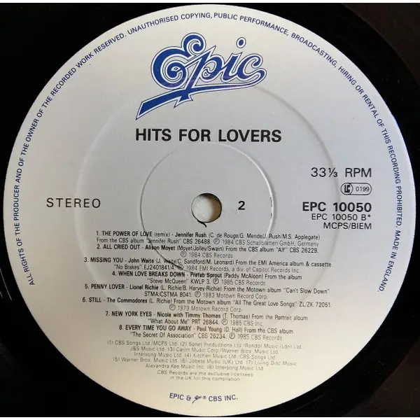 Hits For Lovers Vinyl LP Album (LP Record) - VG+/VG+ - Classical33.co.uk