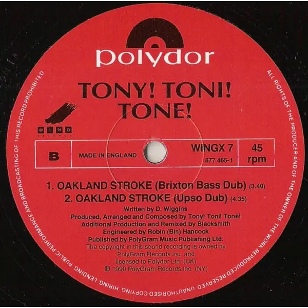 Tony! Toni! Toné! - Oakland Stroke 12 Inch Vinyl Single (12 Inch Record) - VG+/VG+ - Classical33.co.uk