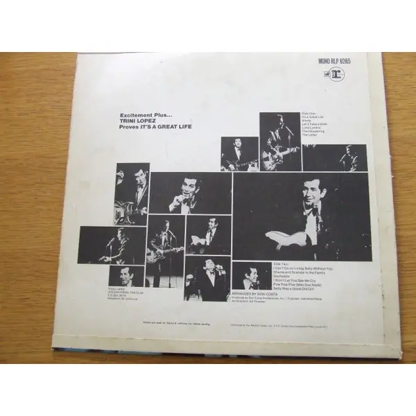 Trini Lopez - It's A Great Life Vinyl LP (LP Record) - VG+/VG+ - Classical33.co.uk