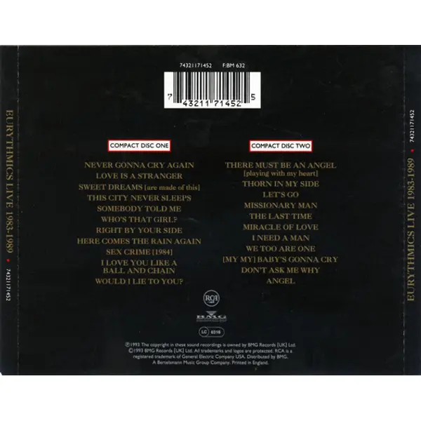Eurythmics - Live 1983 - 1989 (3xCD, Album, Ltd) - NM/NM - Classical33.co.uk