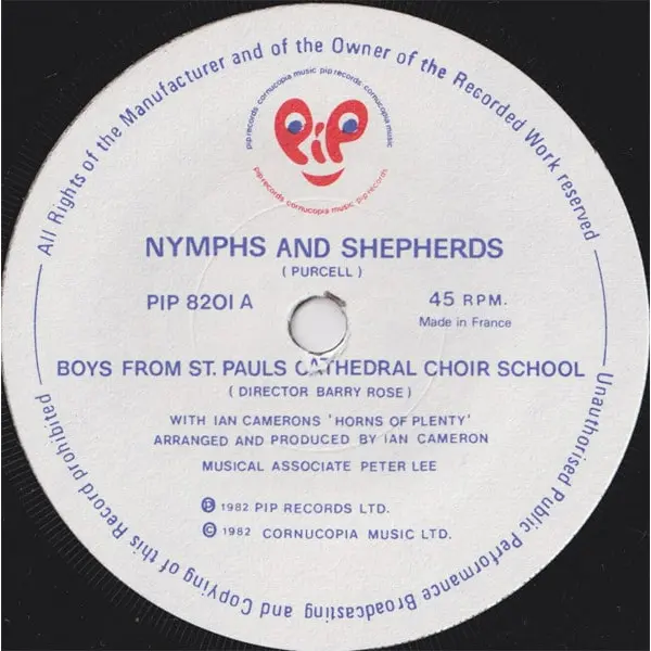 Boys From St. Pauls Cathedral Choir School With Ian Camerons 'Horns Of Plenty' - Nymphs And Shepherds 7 Inch Vinyl Single (7 Inch Record) - NM/VG+ - Classical33.co.uk