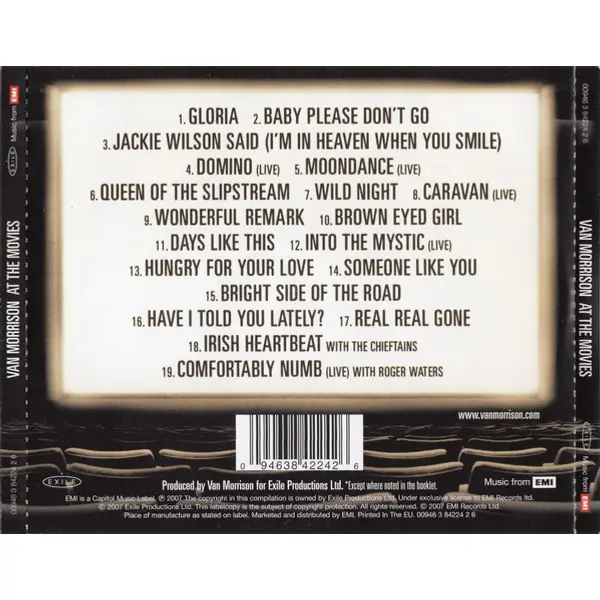Van Morrison - At The Movies - Soundtrack Hits (CD, Compilation) - NM/NM - Classical33.co.uk